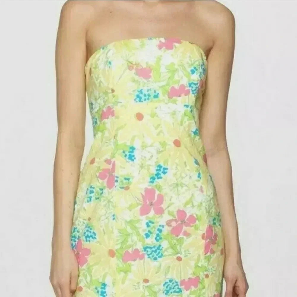 Lily Pulitzer Franco yellow floral strapless dress